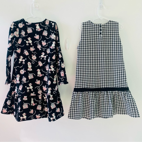 EUC Set of TWO Dresses: kids size 7 black, white, pink, chic, plaid, toddler - Picture 4 of 7